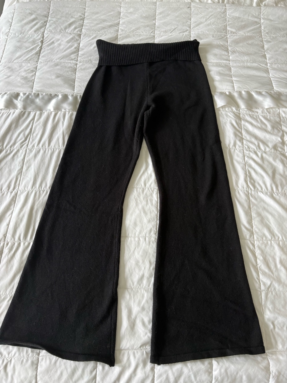 Women’s Black Knit Sweater Flare Leg Pants